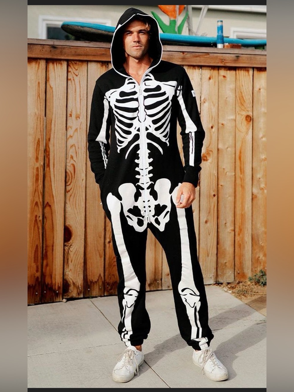 Tipsy Elves Black Skeleton Hooded Jumpsuit Costume - Unisex sizing